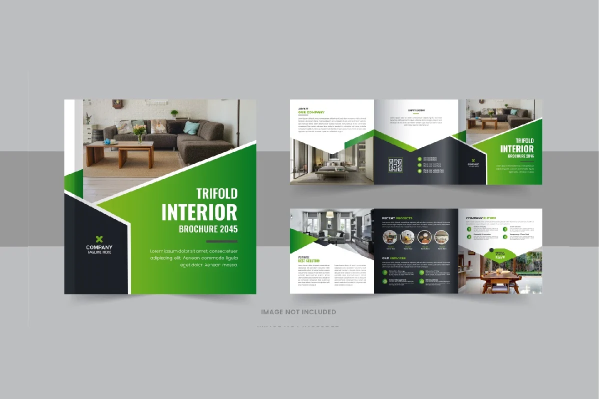 Interior square trifold interior magazine or interior portfolio template layout