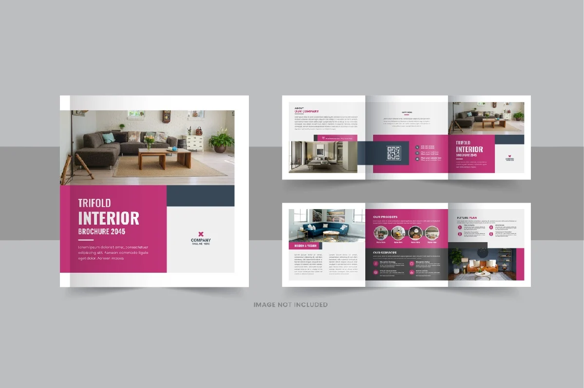 Interior square trifold interior magazine or interior portfolio
