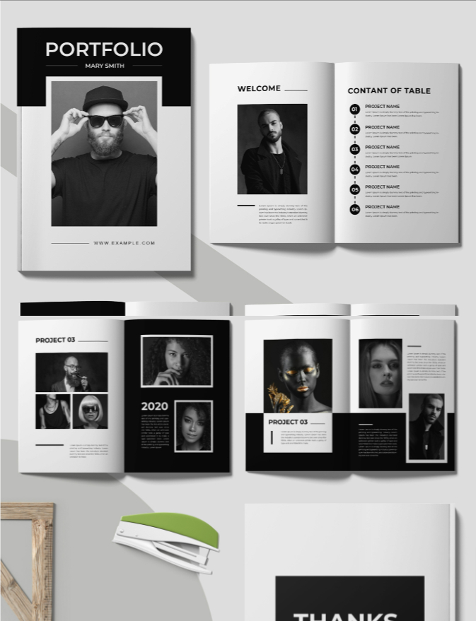 Portfolio magazine design template layout