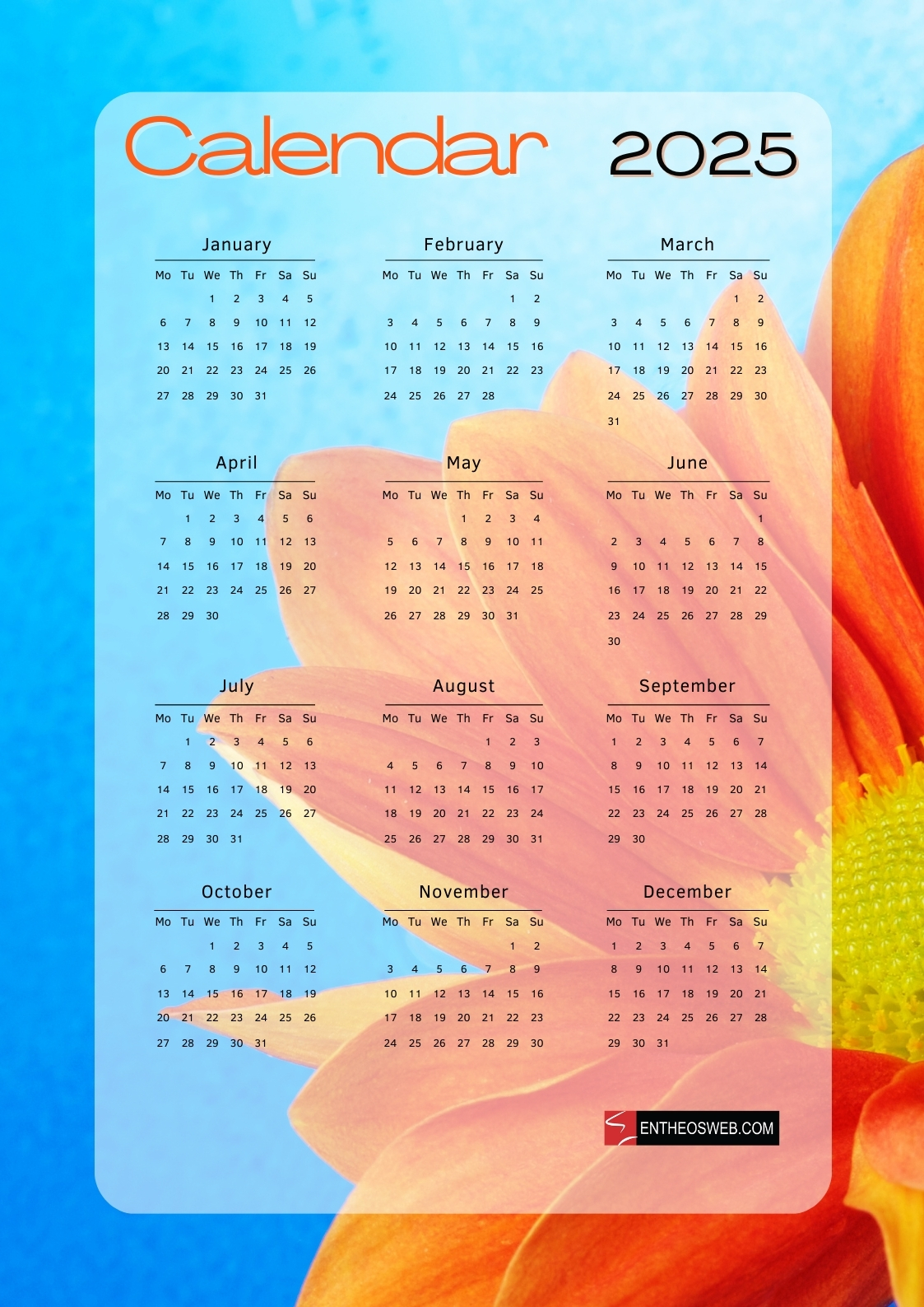 Free Printable 2025 Calendar Free Printable 2025 Calendar EntheosWeb
