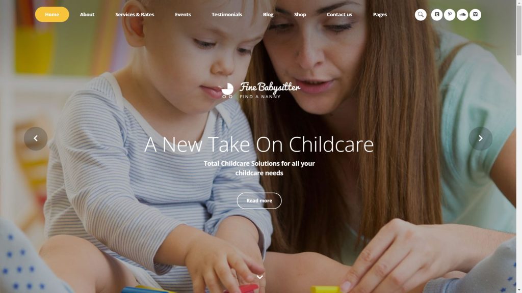 Fine babysitter | Blissful Family Website Templates | Entheosweb Template 62238 nanny services responsive multipage website template
