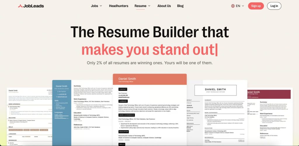 Image | free resume builders | entheosweb Jobleads resume builder image