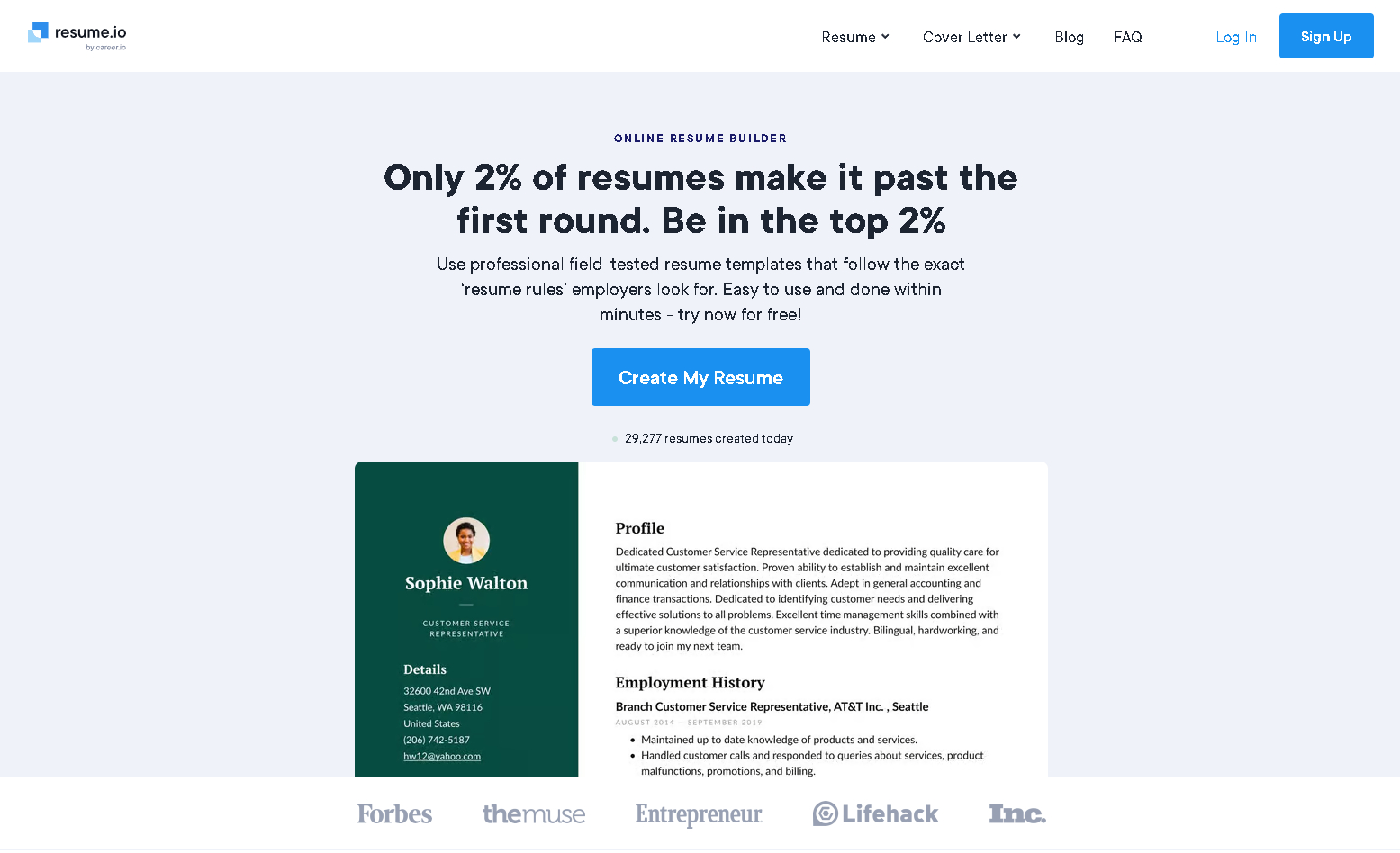 Image 99 | Free Resume Builders | Entheosweb Resume Io