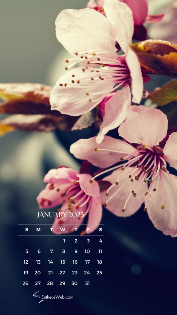 January 2025 calendar phone wallpaper