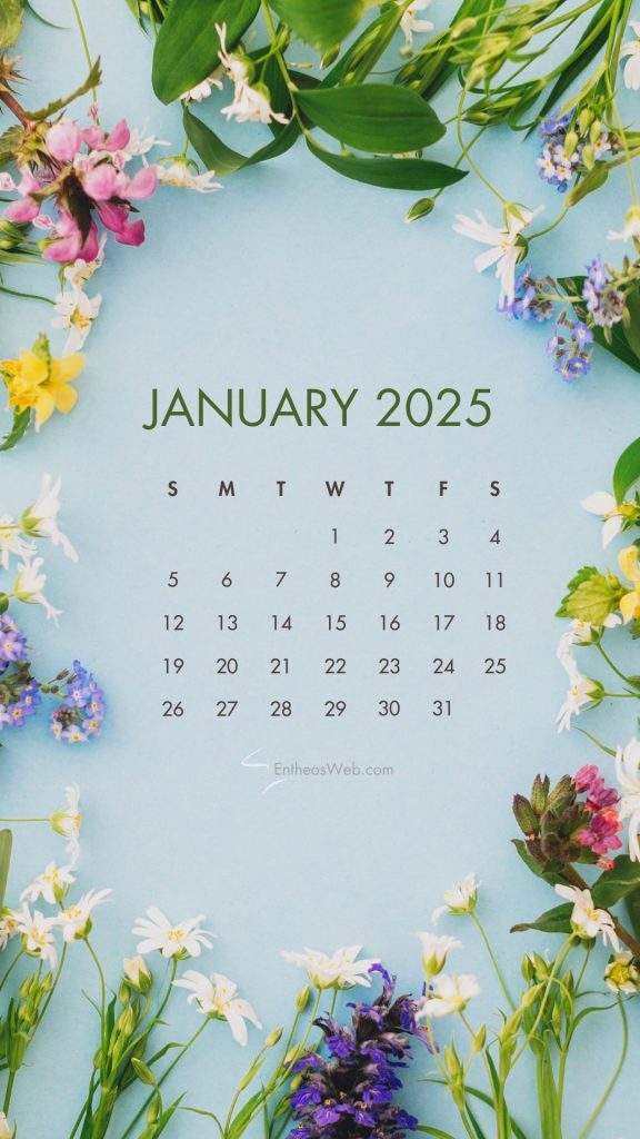 January 2025 calendar phone wallpaper