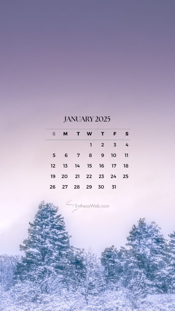 January 2025 calendar phone wallpaper