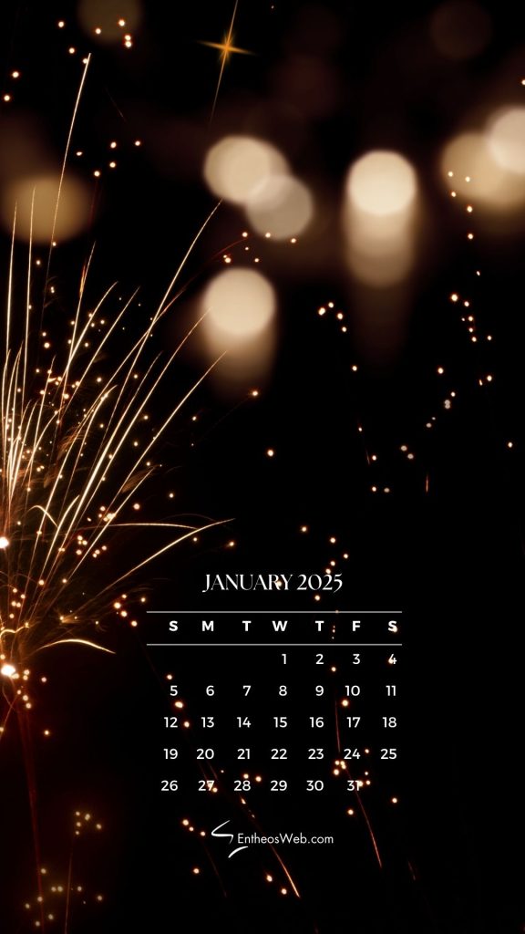 January 2025 calendar phone wallpaper