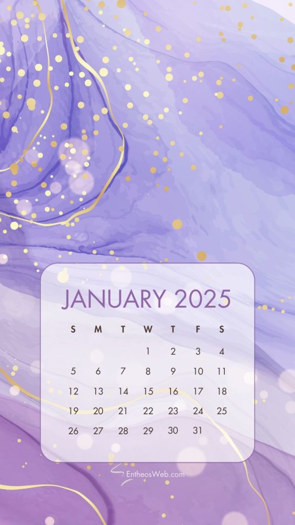 January 2025 calendar phone wallpaper