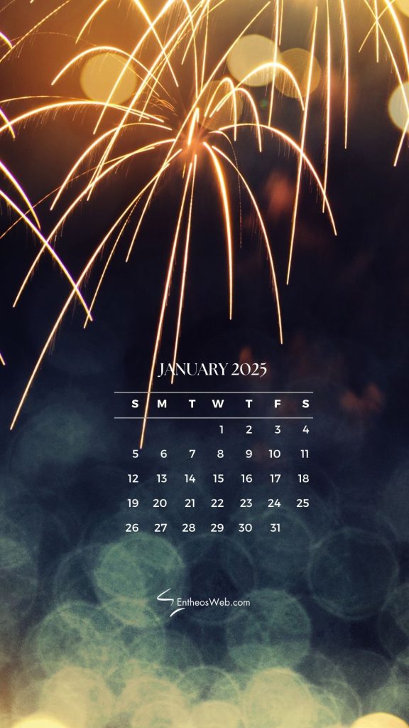 January 2025 calendar phone wallpaper