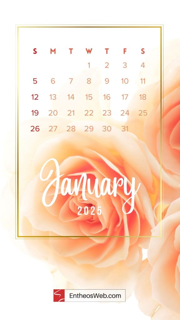 January 2025 calendar phone wallpaper