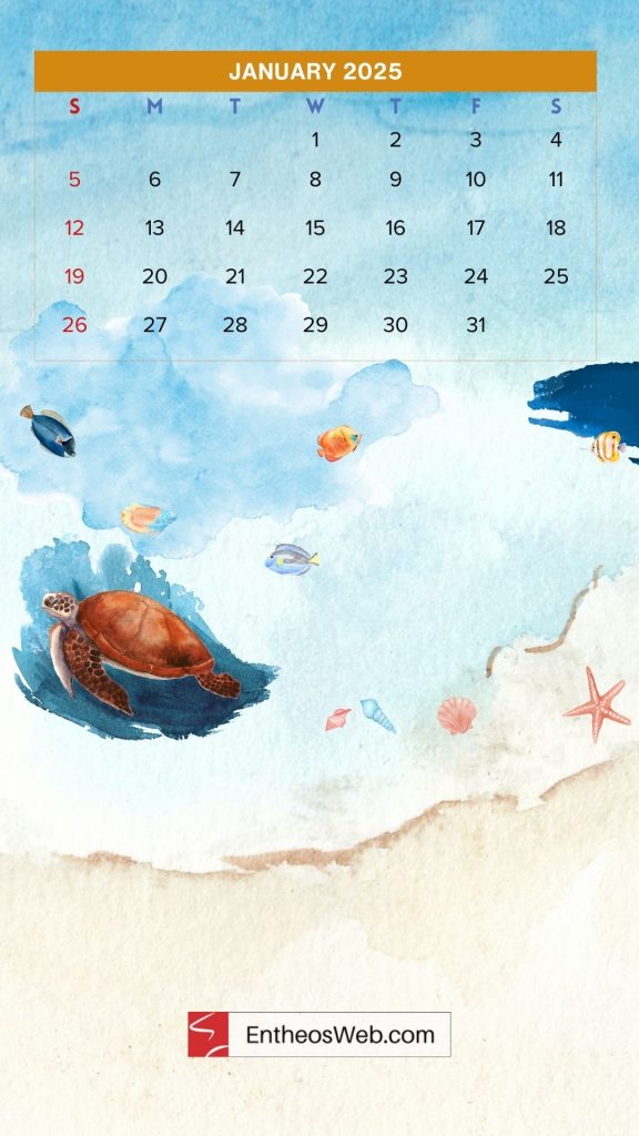 January 2025 calendar phone wallpaper
