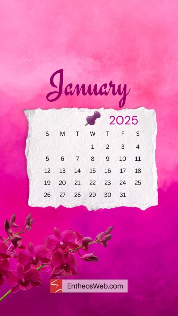 January 2025 calendar phone wallpaper