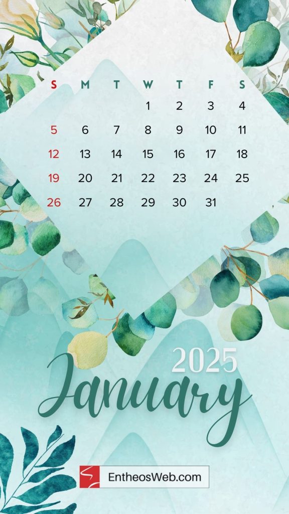 January 2025 calendar phone wallpaper