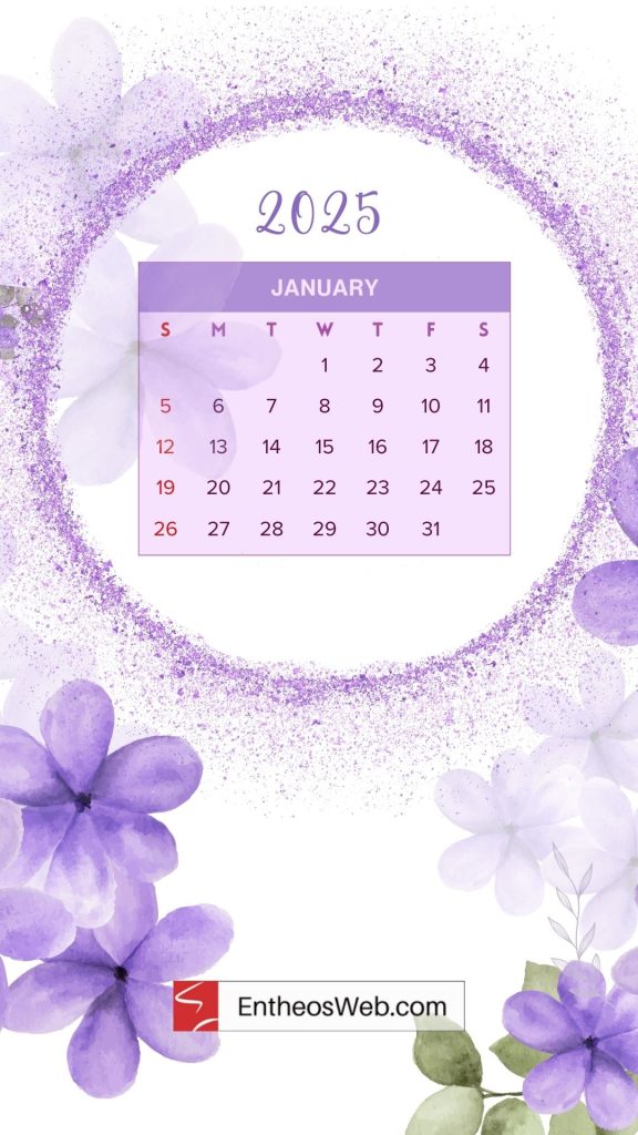January 2025 calendar phone wallpaper