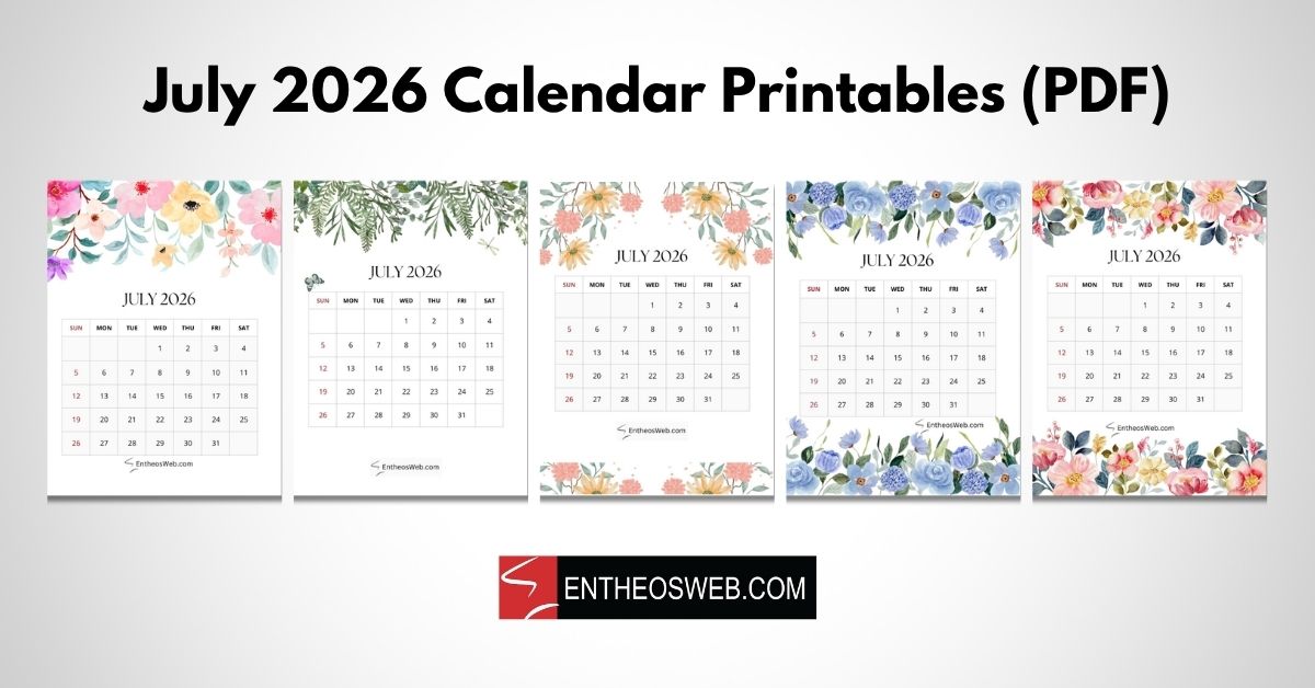 July 2026 Calendar Printables (PDF)