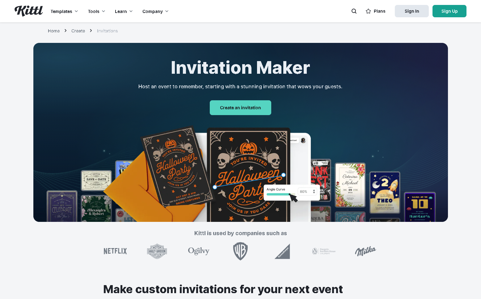 Kittl invitation maker