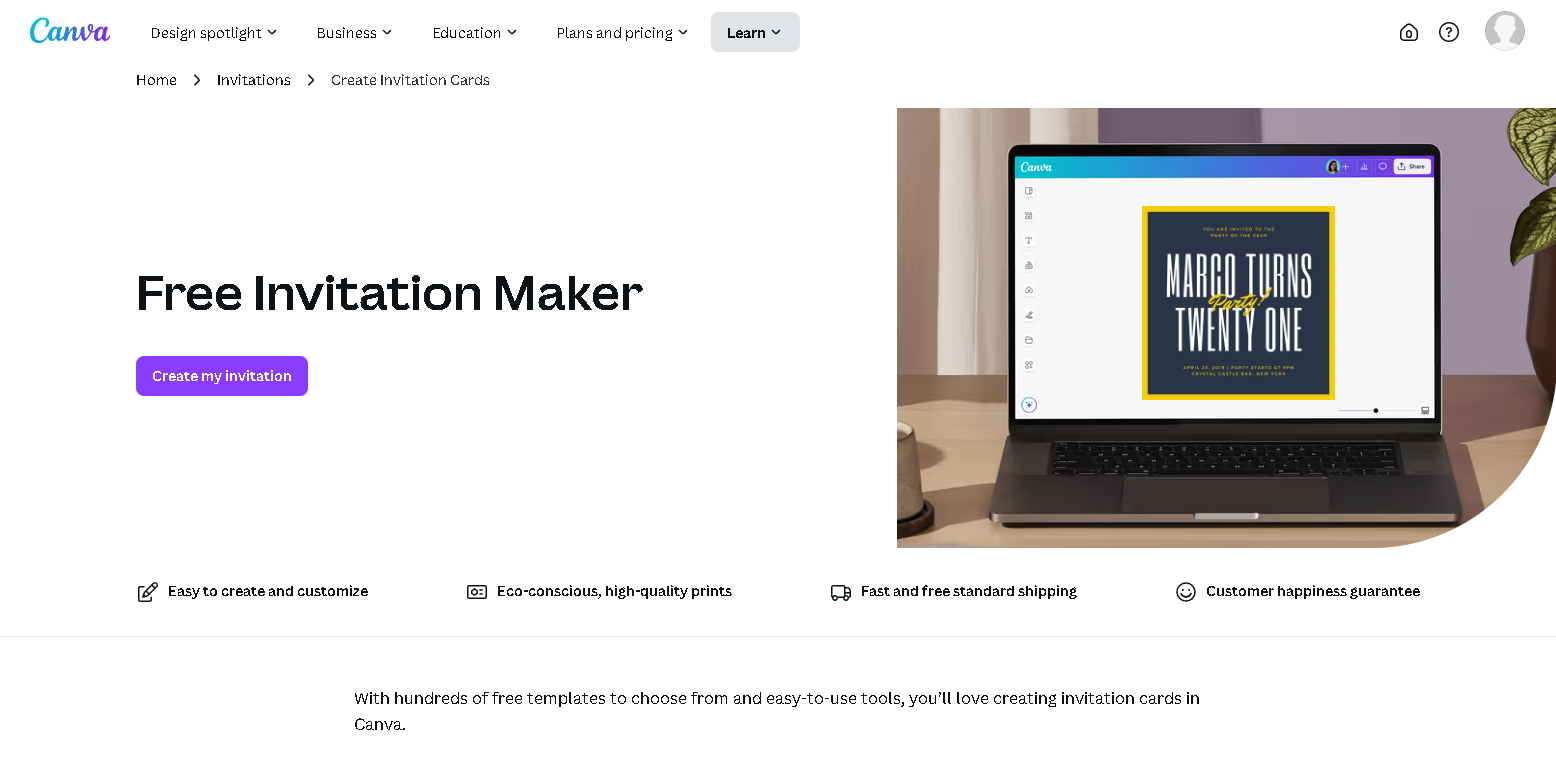 Canva invitation maker