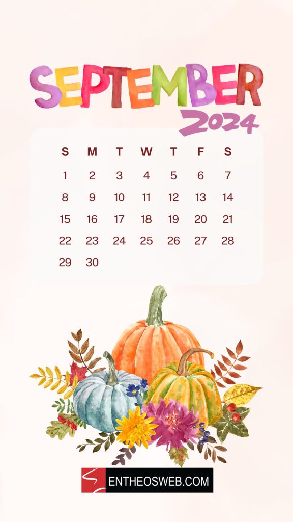 September 2024 calendar phone wallpaper