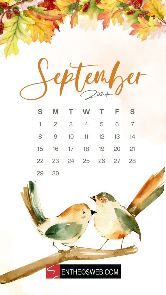 September 2024 calendar phone wallpaper