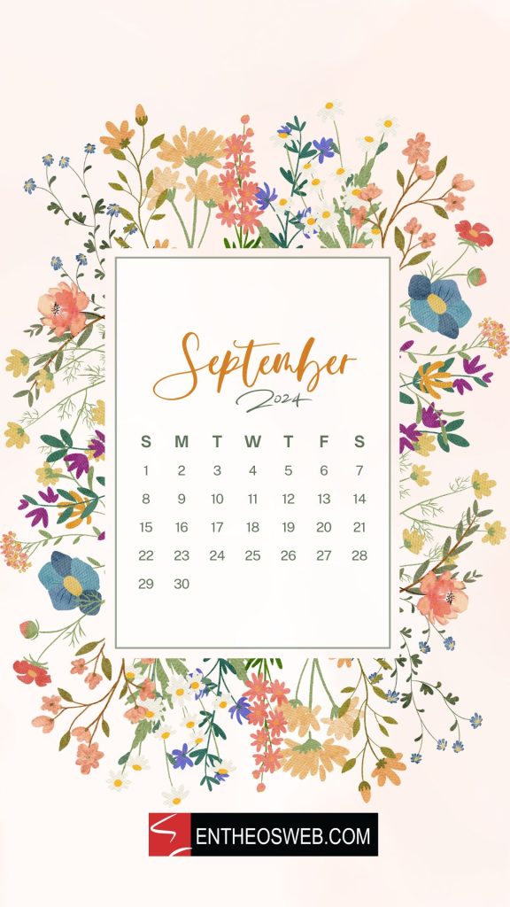 September 2024 calendar phone wallpaper