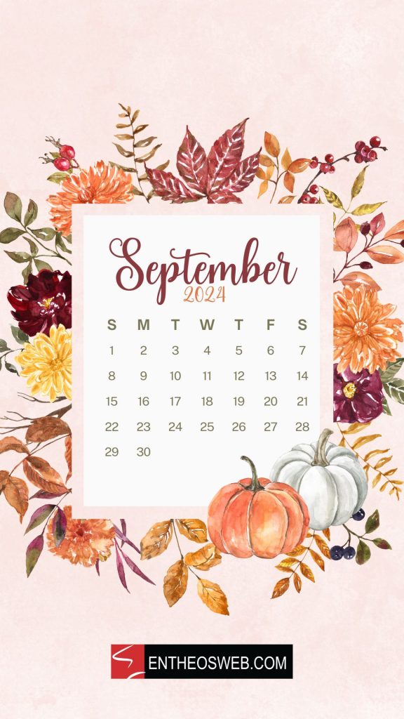 September 2024 calendar phone wallpaper