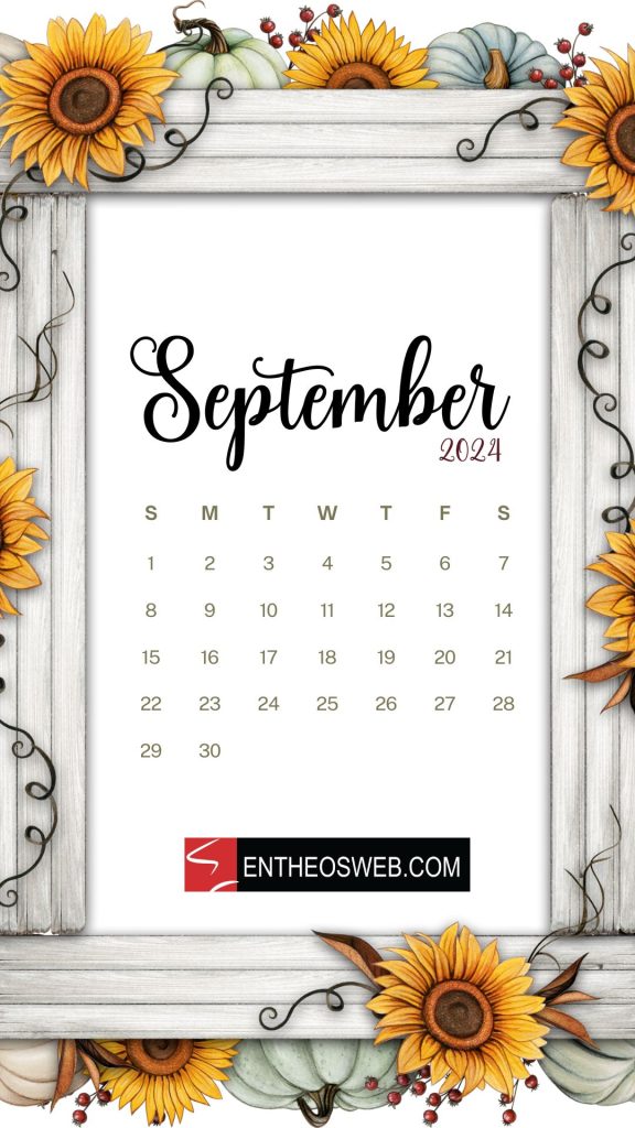 September 2024 calendar phone wallpaper