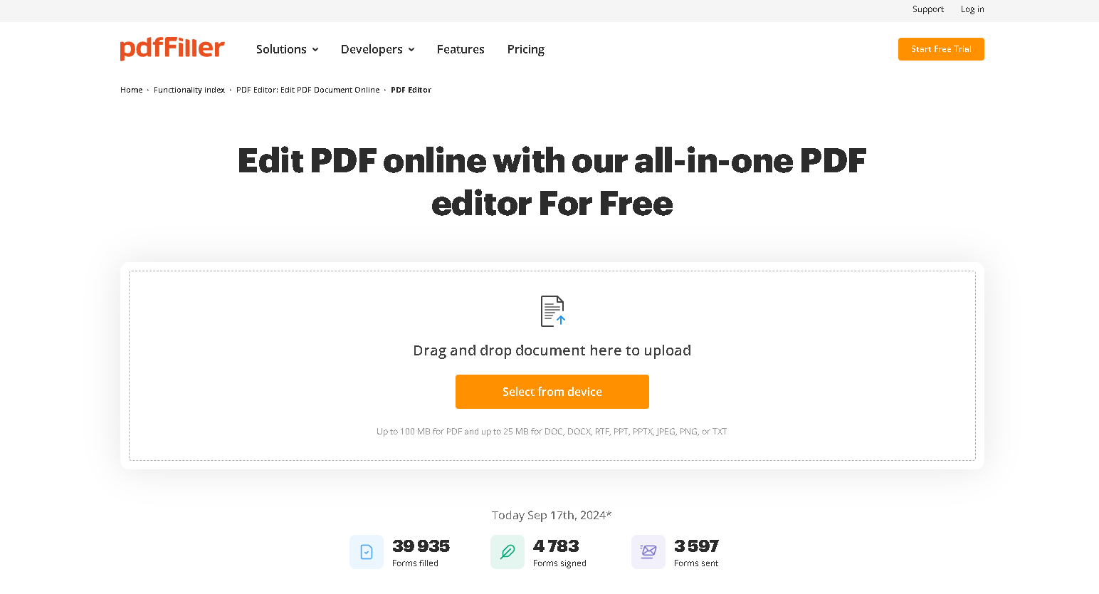 Pdffiller online editor