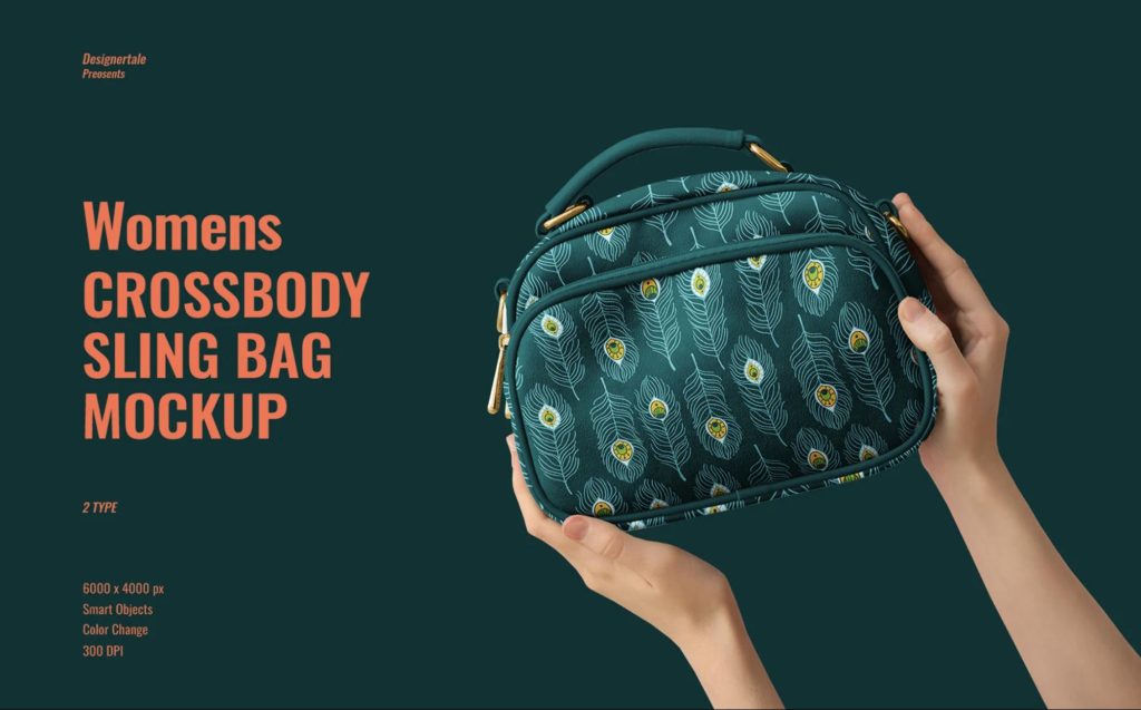 Womens crossbody sling bag mockup set product mockup
