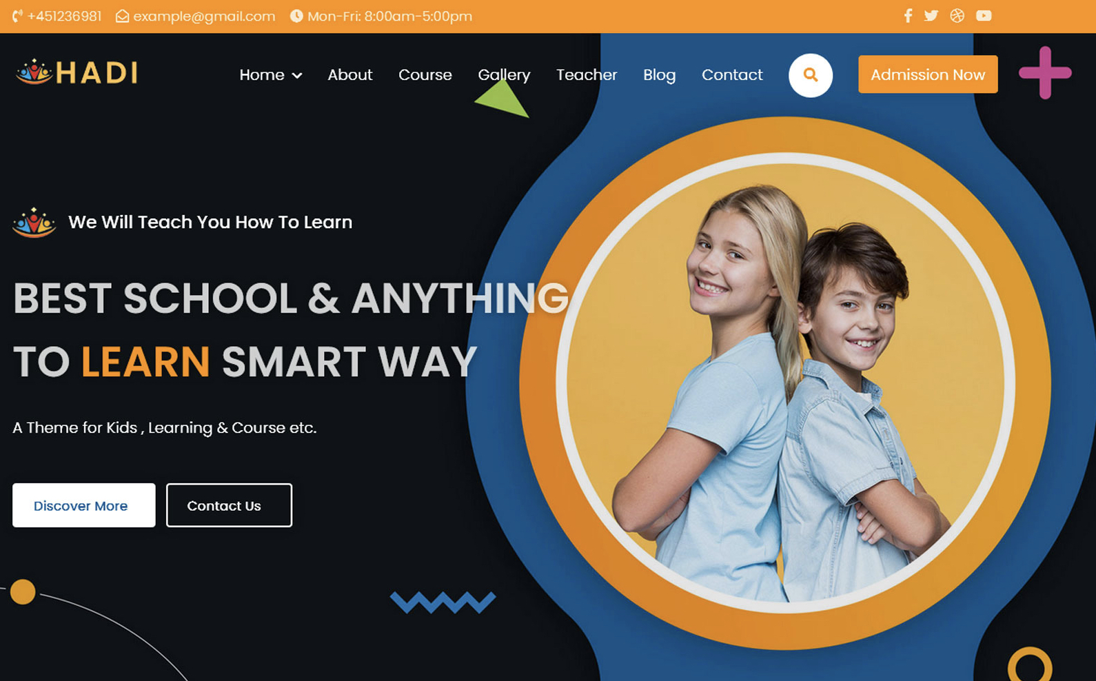 Hadi   kids learning center html5 landing page template
