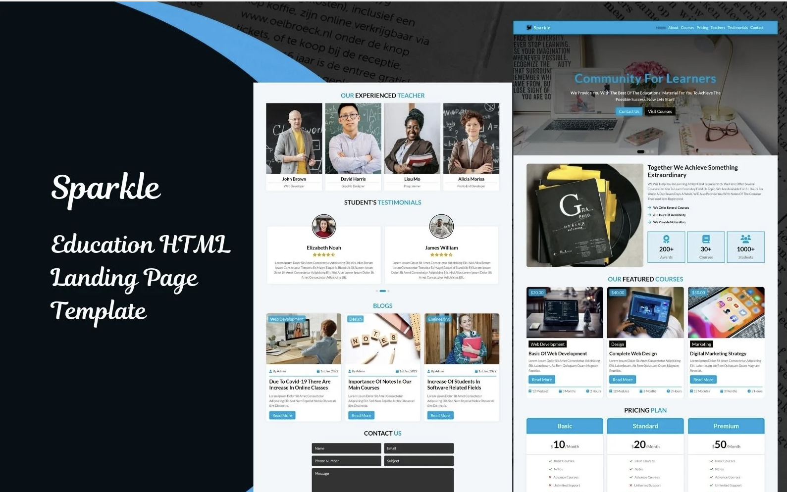 Sparkle   education html landing page template