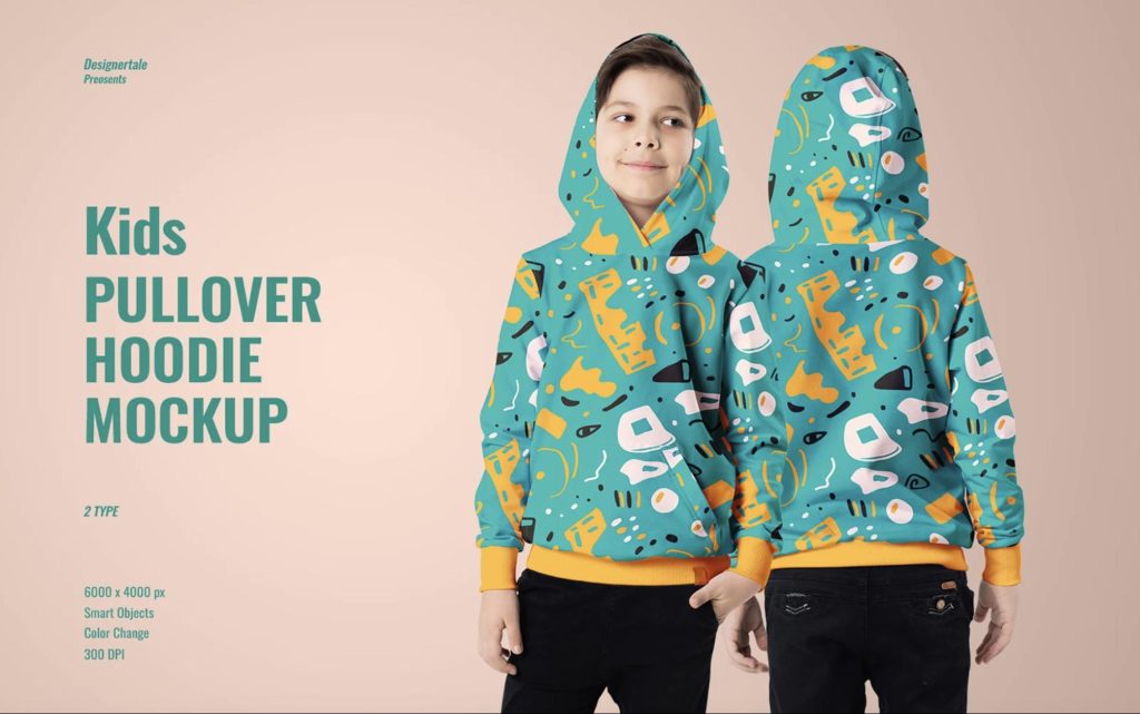 Kids pullover hoodie mockup product mockup