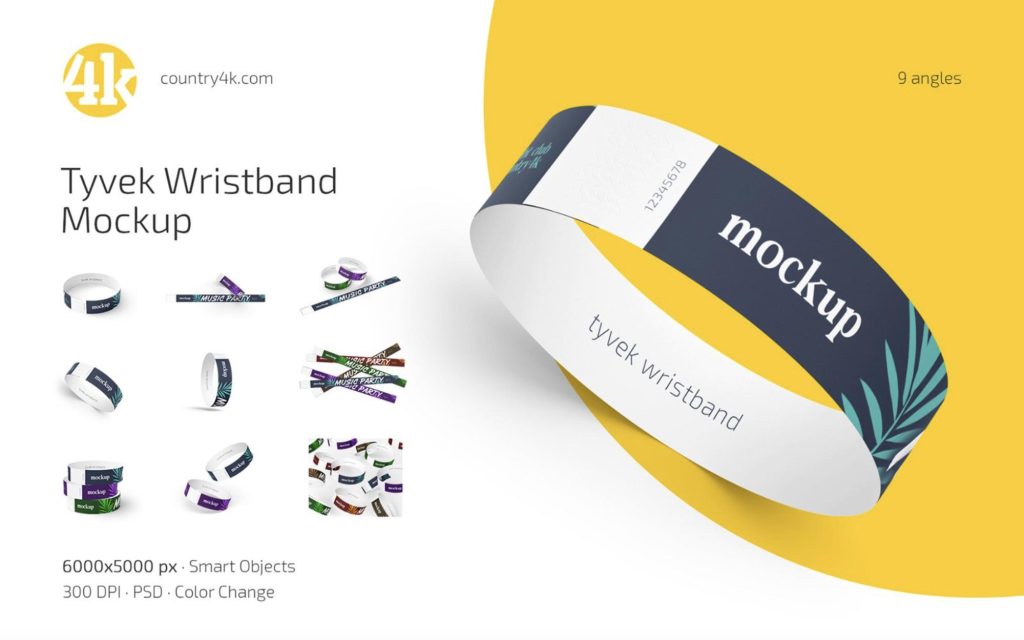 Tyvek wristband mockup set product mockup