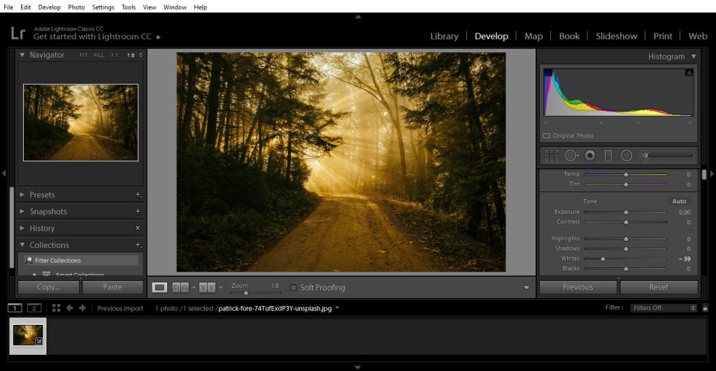 Editing overexposed images in adobe lightroom