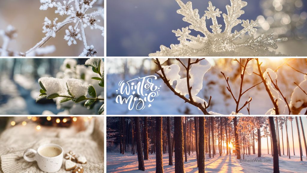 Winter collage background wallpaper