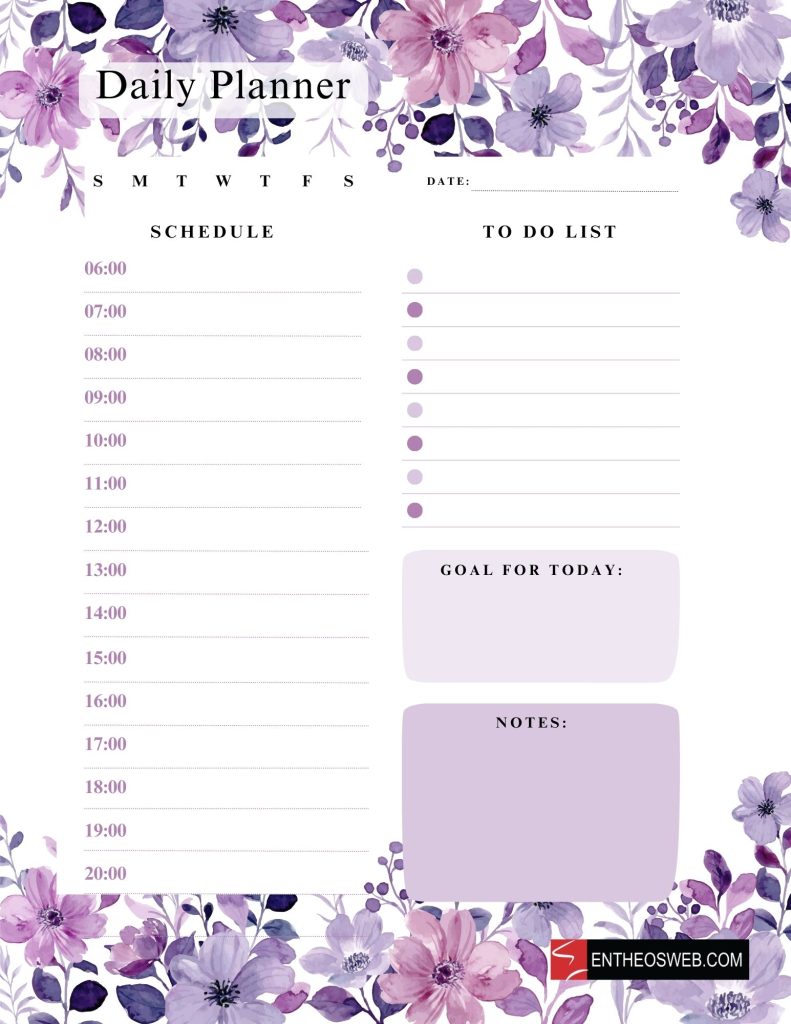 Purple floral planners   daily planner