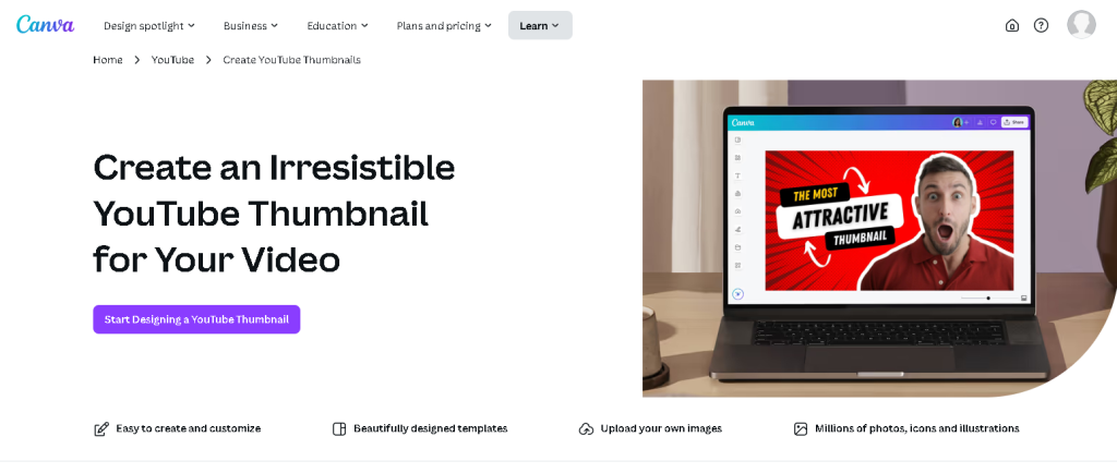 Canva youtube thumbnail maker
