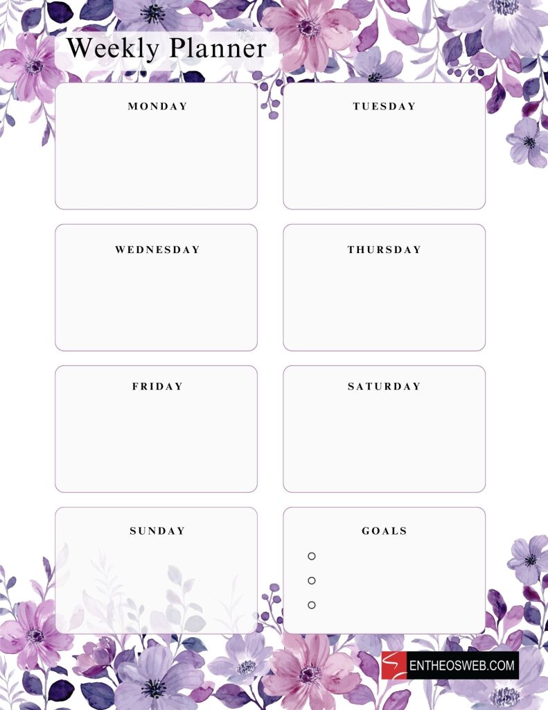 Purple floral planners   weekly planner
