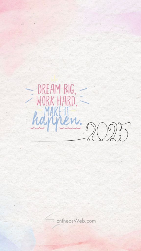 Dream big work hard make it happen 2025 motivational phone wallpaper