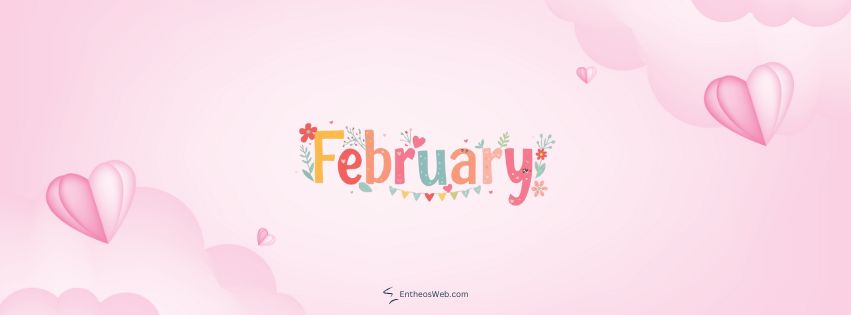 February with hearts and flowers on a pink background | february facebook covers and banners | entheosweb February with hearts and flowers on a pink background