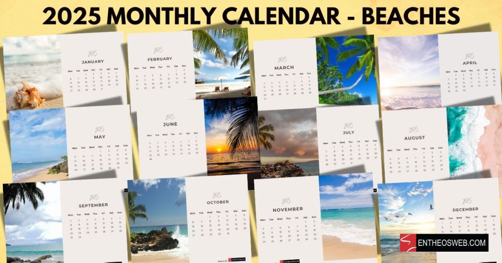 2025 beaches calendar