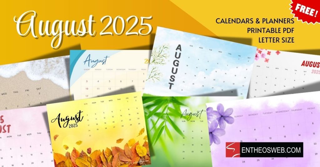August 2025 calendars