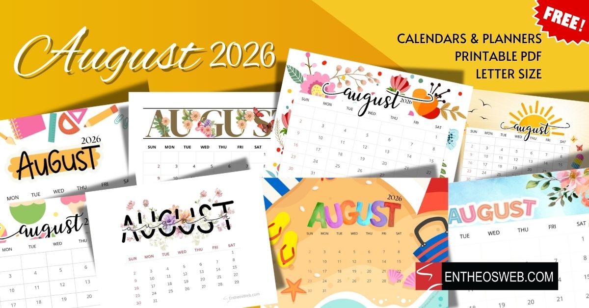 August 2026 Calendar Printables
