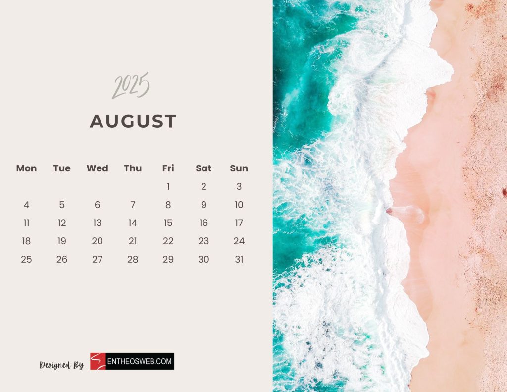 2025 Monthly Calendar – Beaches | EntheosWeb