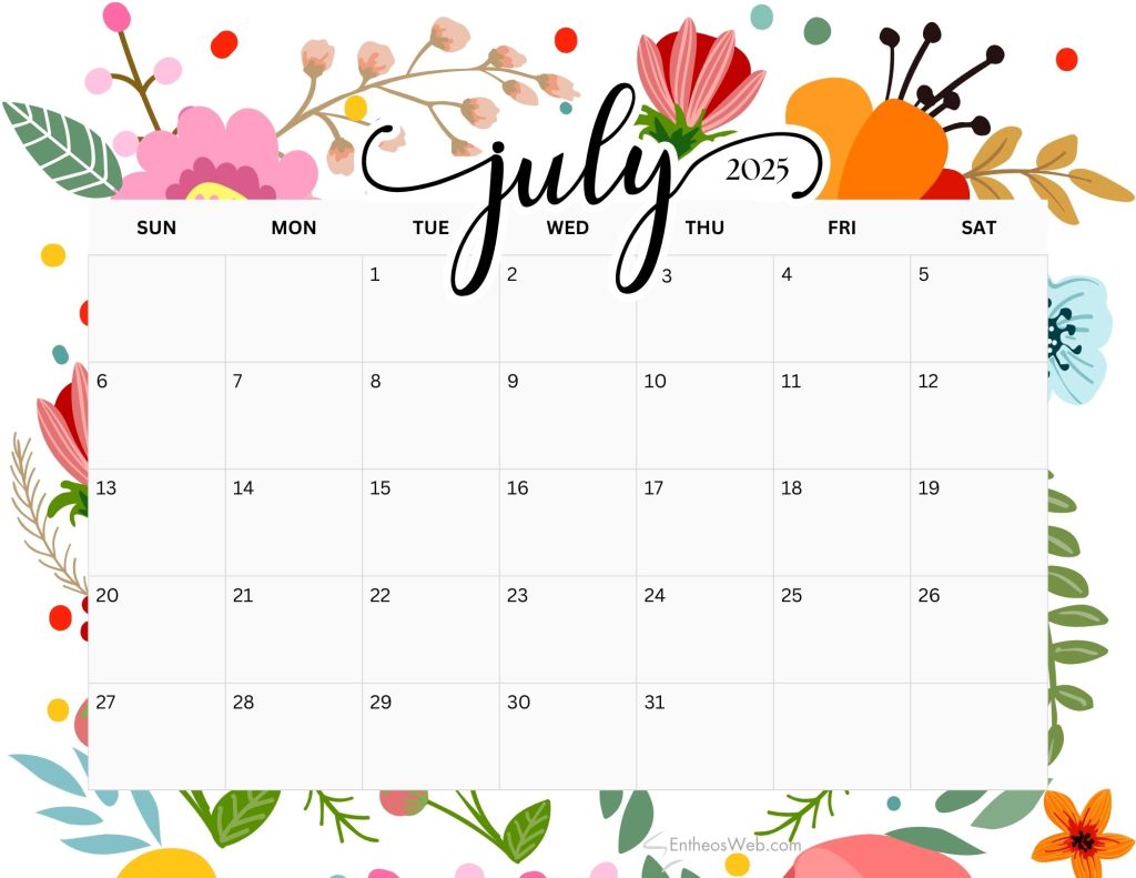 July 2025 calendar printable