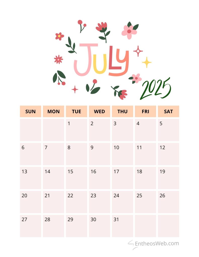 July Calendar Printables for 2026 | EntheosWeb