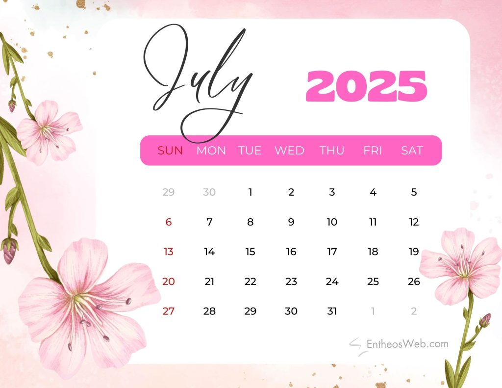 July 2025 Calendar Printables | EntheosWeb
