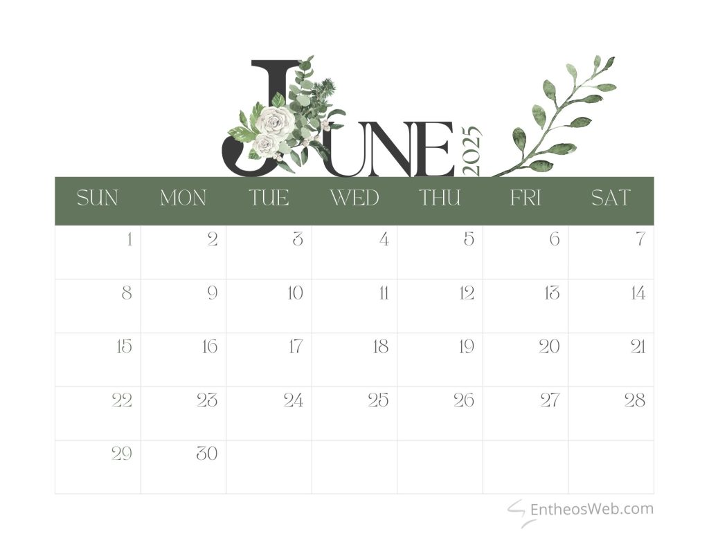 June calendar 2025  entheosweb