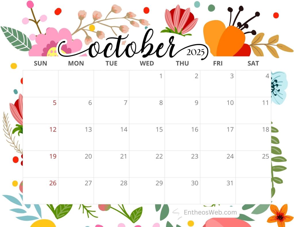 October 2025 calendar flowers entheosweb min