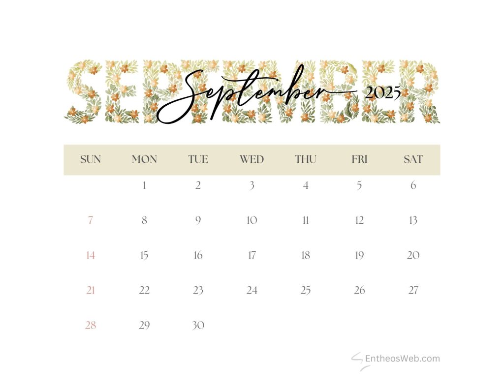 Free september 2025 calendar printable