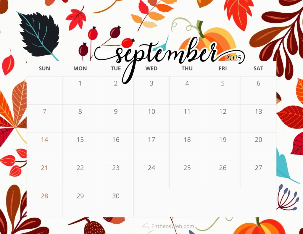 September 2025 calendar printable